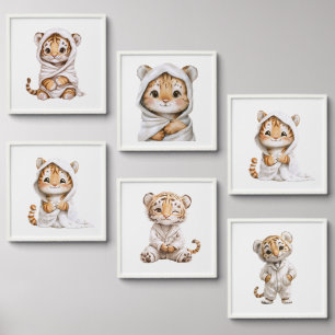 Whimsical Baby Tiger Wall Art – Playful Nursery Peel And Stick Photo Tile