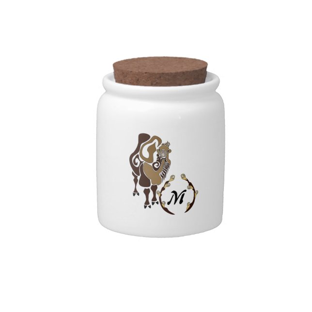Whimsical Bactrian Camel Monogram Candy Jar (Front)