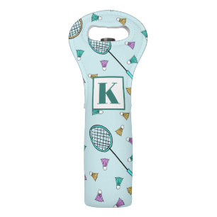 Whimsical Badminton Pattern Colorful Hand-Drawn Wine Bag