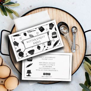 Whimsical Baker Pastry Chef Baking Utensils  Business Card