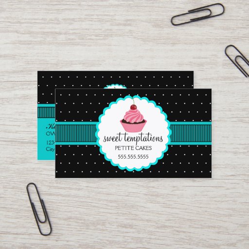 Customizable Whimsical Bakery Cupcake Business Cards