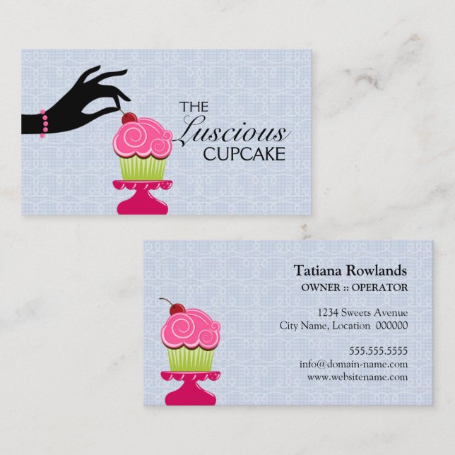 Whimsical Bakery Cupcake Business Card (Front/Back)