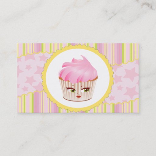 Customizable Whimsical Bakery Cupcake Business Card