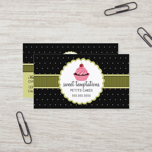 Customizable Whimsical Bakery Cupcake Business Cards