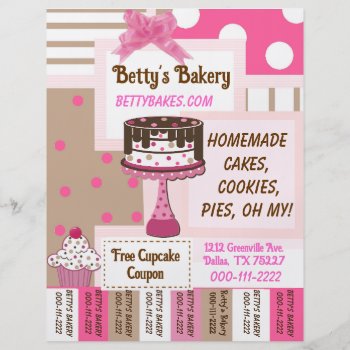 Whimsical Bakery Flyer  With Tear Tags by DizzyDebbie at Zazzle
