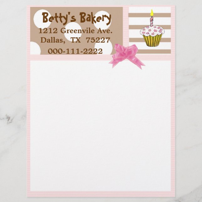 Whimsical Bakery Letterhead Stationary (Front)