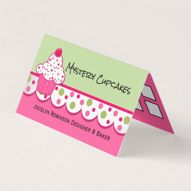 Whimsical Bakery Loyalty Folded Business Card (Front)