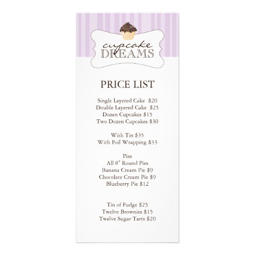 Whimsical Bakery Price List Rack Card