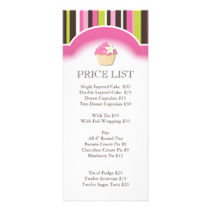 Whimsical Bakery Price List Rack Card