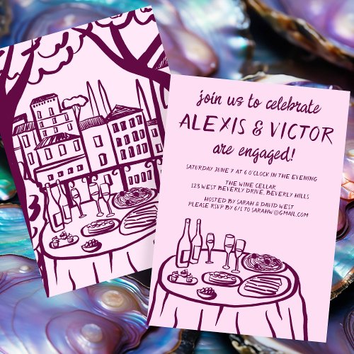 Whimsical Balcony Dinner Custom Engagement Party Invitation