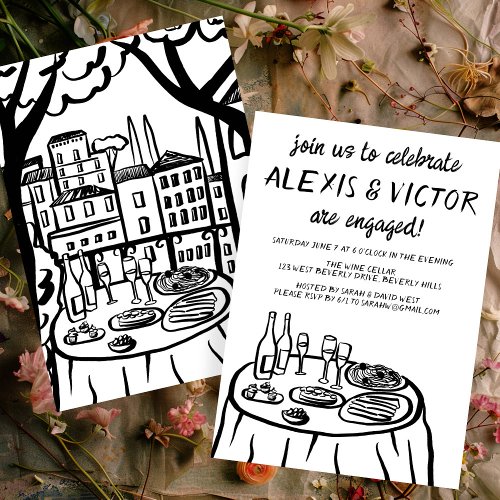 Whimsical Balcony Dinner Custom Engagement Party Invitation