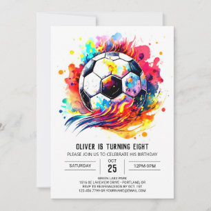 Whimsical Ball Editable Soccer Birthday Invitation