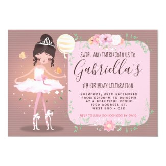 Whimsical Ballerina Birthday Party Invitation