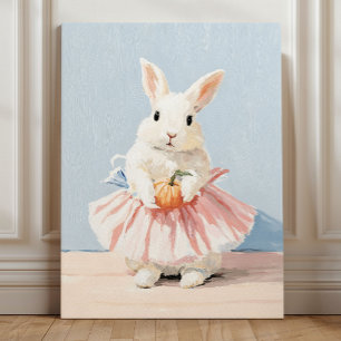 Whimsical Ballerina Bunny Fall Autumn Acrylic Photo Tile