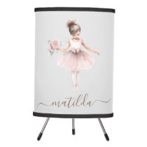 Whimsical Ballerina Girl Watercolor Pink Tripod Lamp