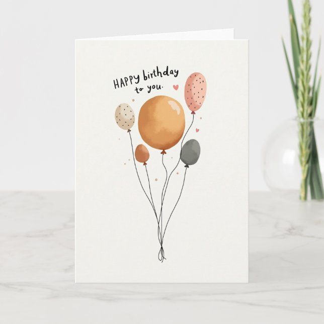 Whimsical Balloons Birthday Card (Front)