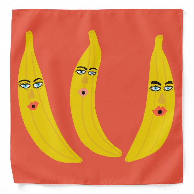 Whimsical Banana Trio Bandana (Front)