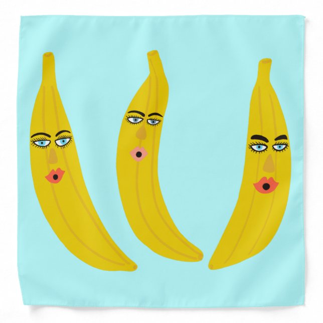 Whimsical Banana Trio Bandana (Front)
