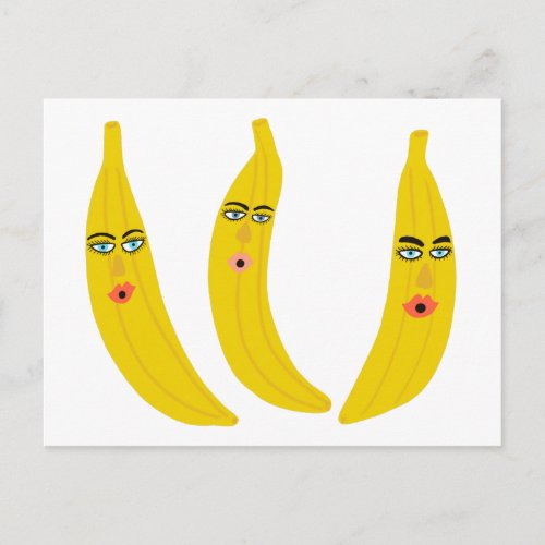 Whimsical Banana Trio Postcard