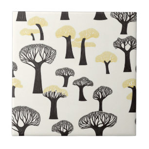 Whimsical Baobab Tree Pattern Ceramic Tile