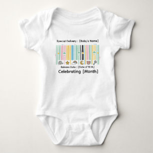 Whimsical Barcode Baby Milestone Personalized QR C Bodysuit