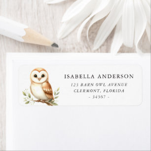 Whimsical Barn Owl Return Address Label