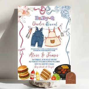 Whimsical BBQ Gender Reveal Invitation