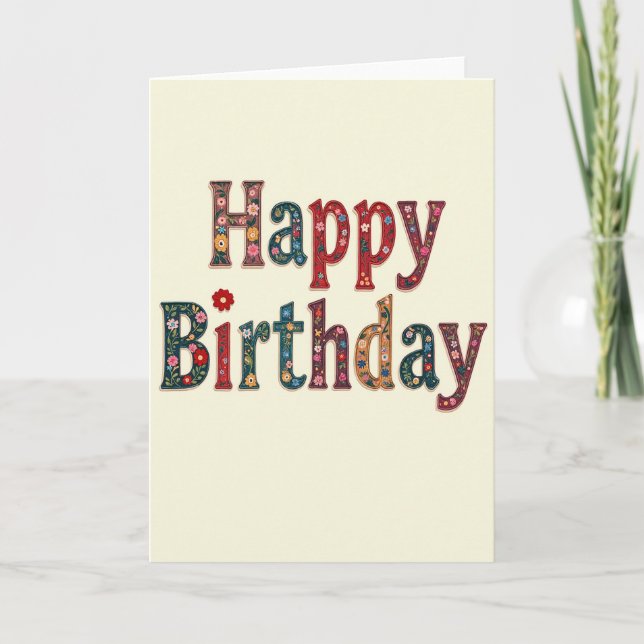 Whimsical Bday Letter Art Card (Front)