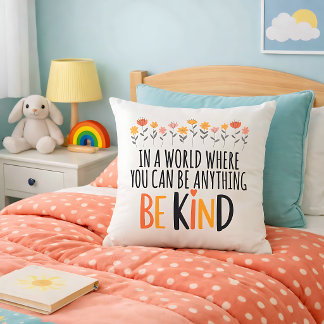 Whimsical Be Kind Throw Pillow