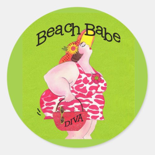 Whimsical Beach Babe stickers