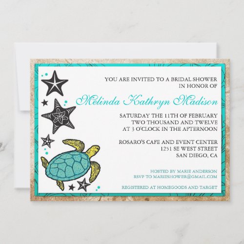 Whimsical Beach Bridal Shower  Invitations