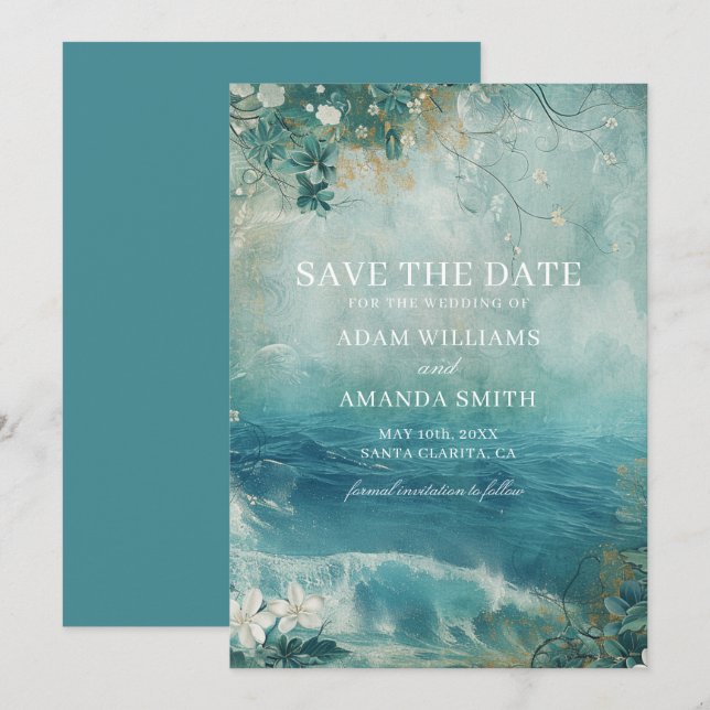 Whimsical Beach Destination Wedding Save The Date (Front/Back)