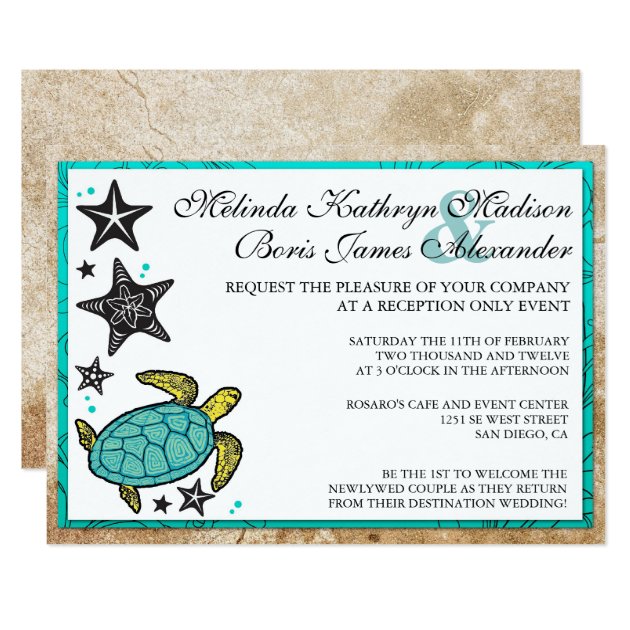 Whimsical Beach Reception Only Wedding Invitations