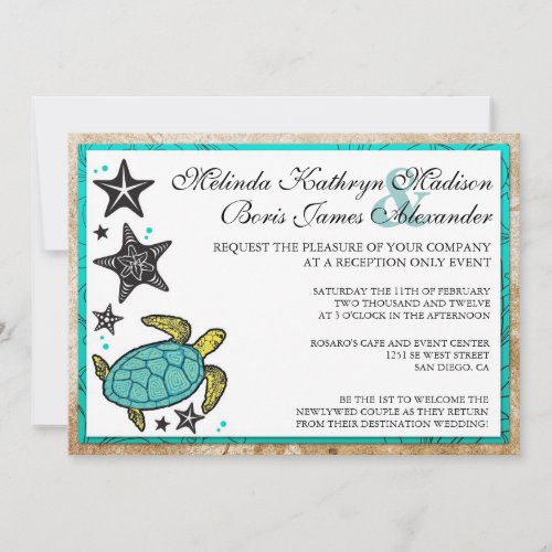 Whimsical Beach Reception Only Wedding Invitations