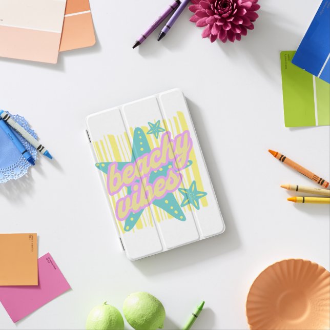 Whimsical Beach Seashells iPad Mini Cover (In Situ)