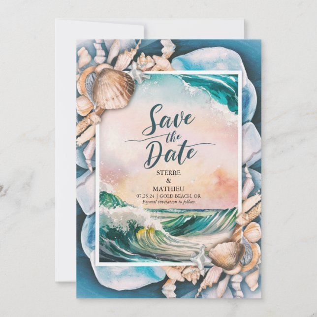 Whimsical Beach Wedding Save The Date (Front)