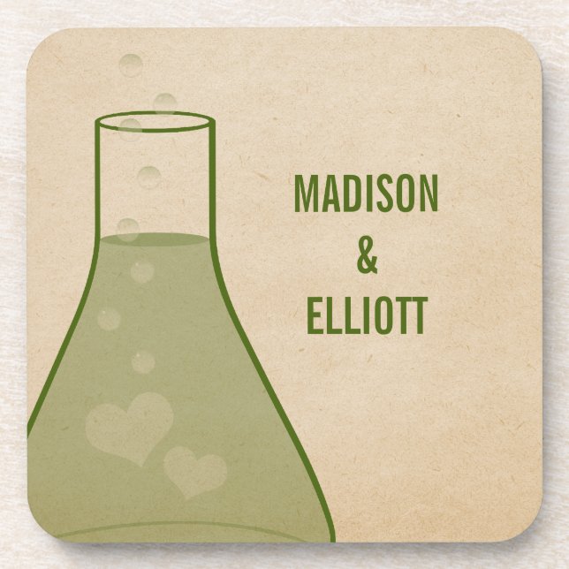 Whimsical Beaker Coaster Set, Green (Front)