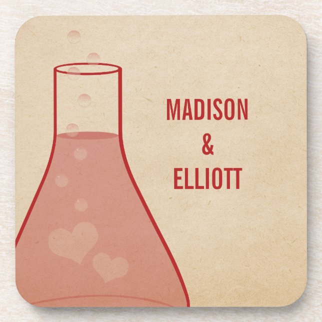Whimsical Beaker Coaster Set, Red (Front)
