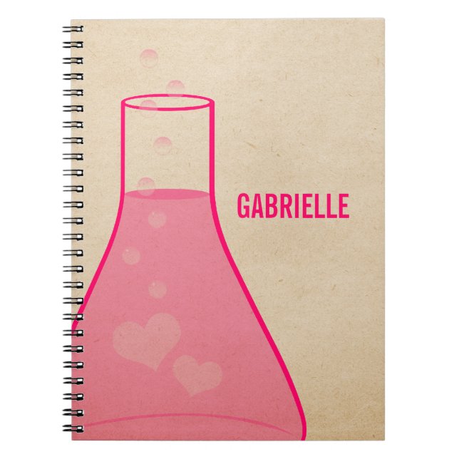 Whimsical Beaker Notebook, Pink Notebook (Front)