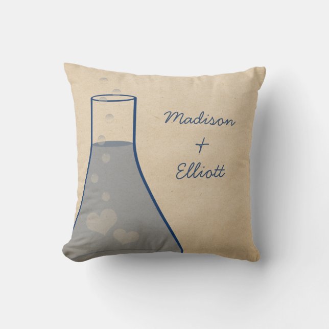 Whimsical Beaker Pillow, Blue Throw Pillow (Front)