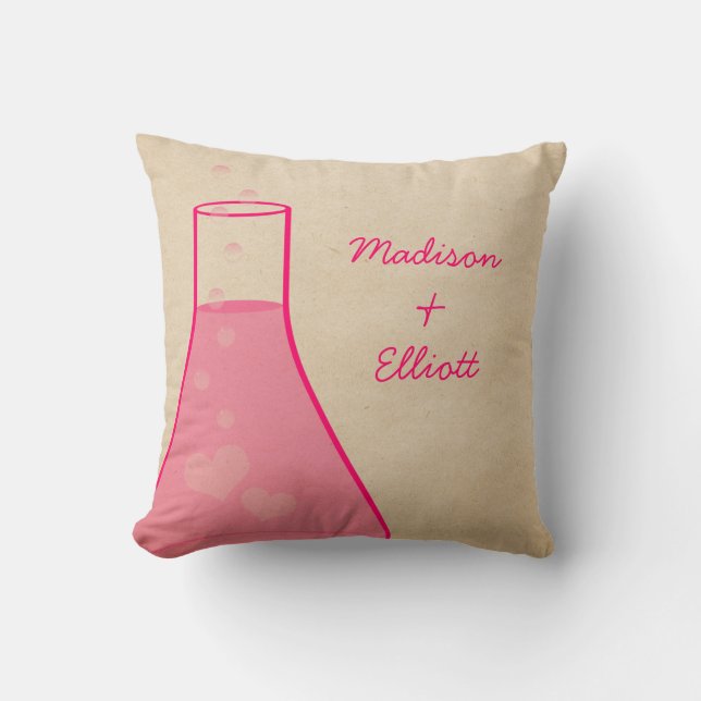 Whimsical Beaker Pillow, Pink Throw Pillow (Front)
