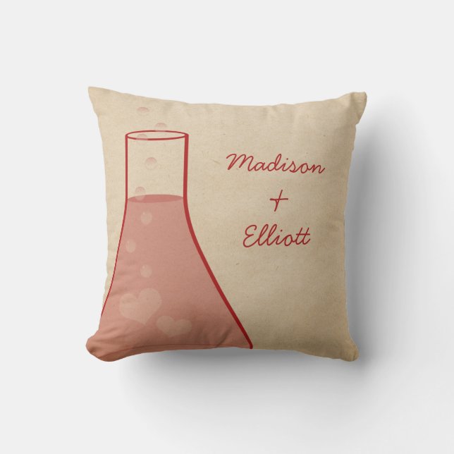 Whimsical Beaker Pillow, Red Throw Pillow (Front)