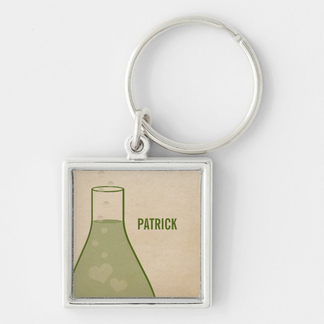 Whimsical Beaker Premium Keychain, Green Keychain (Front)