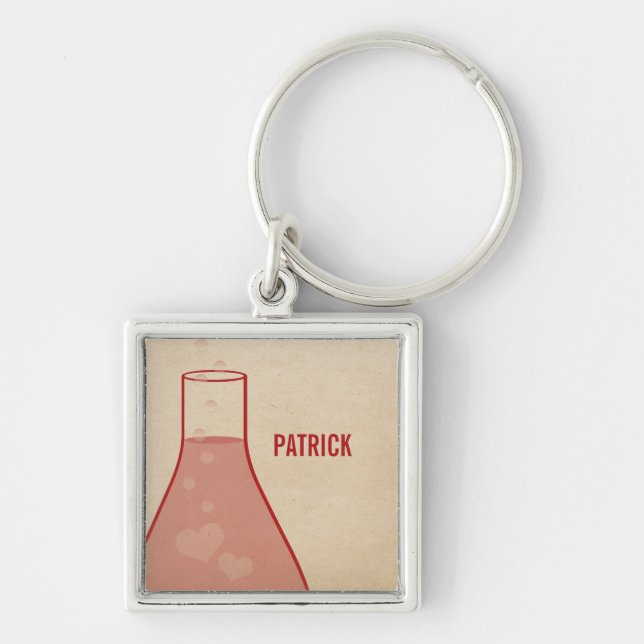 Whimsical Beaker Premium Keychain, Red Keychain (Front)
