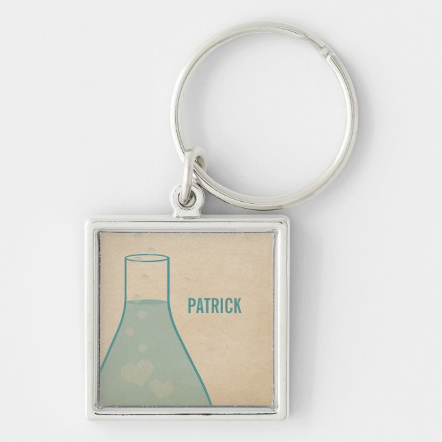 Whimsical Beaker Premium Keychain, Teal Keychain (Front)