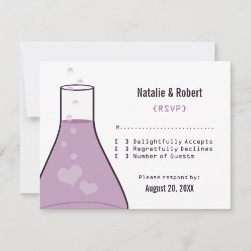 Whimsical Beaker Response Card, Purple Announcement