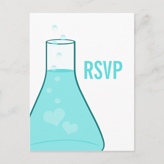 Whimsical Beaker RSVP Postcard, Aqua Invitation Postcard (Front)