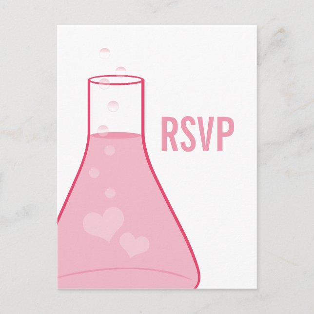 Whimsical Beaker RSVP Postcard, Pink Invitation Postcard (Front)
