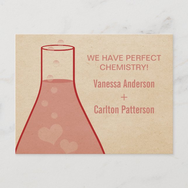 Whimsical Beaker Save the Date Postcard, Red Announcement Postcard (Front)