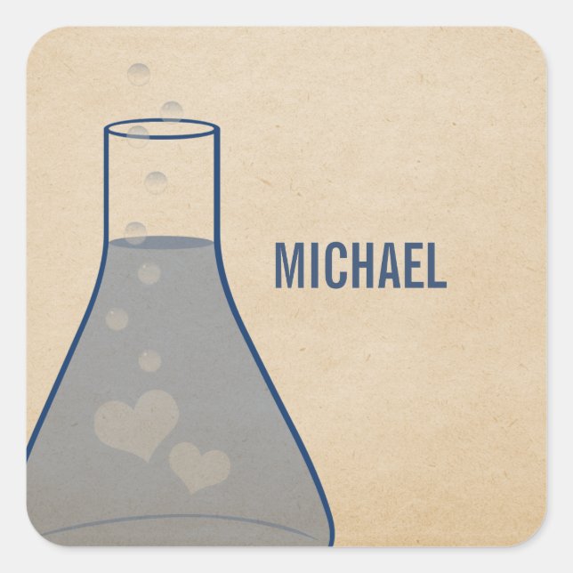 Whimsical Beaker Stickers, Blue Square Sticker (Front)